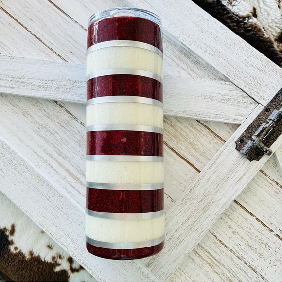 20oz Skinny Straight Tumbler American Flag Glitter Travel Mug Custom Cup America - Picture 3 of 6